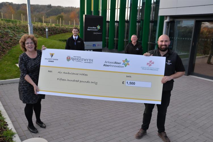 Giant cheque for Wales Air Ambulance